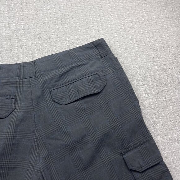 Oneill Board Shorts Mens 34 Grey / Blue Plaid Relaxed Skater Cargo Beach - Picture 12 of 12